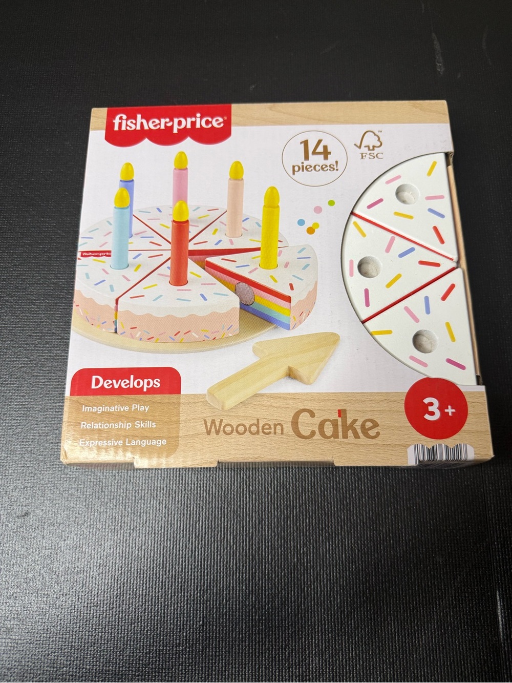 Fisher-Price Wooden Cake Playset in White with Multicolor Candles